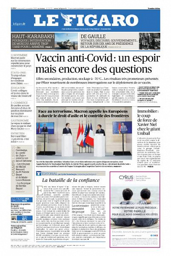Le Figaro du Mercredi 11 Novembre 2020