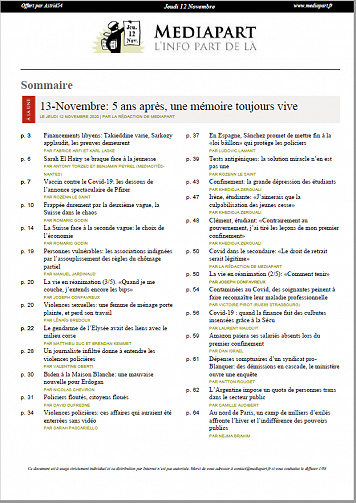 MEDIAPART - Jeudi 12 Novembre 2020