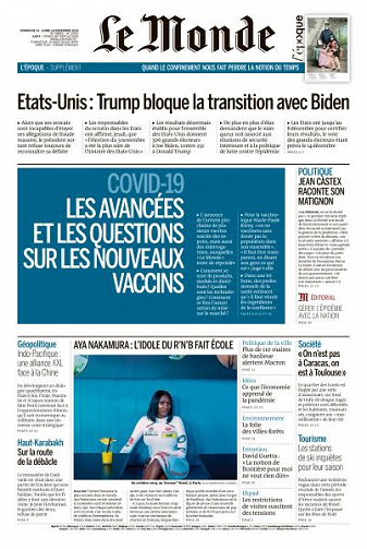 Le Monde du Dimanche 15 et Lundi 16 Novembre 2020