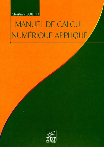 Manuel de calcul numérique appliqué - Christian Guilpin