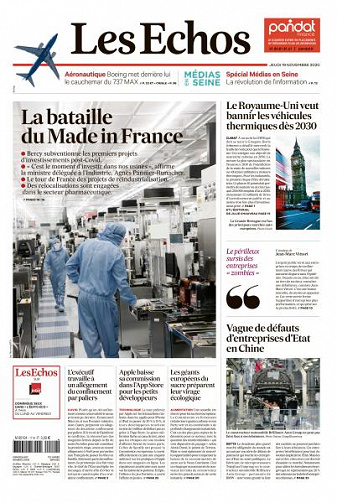 Les Echos du Jeudi 19 Novembre 2020