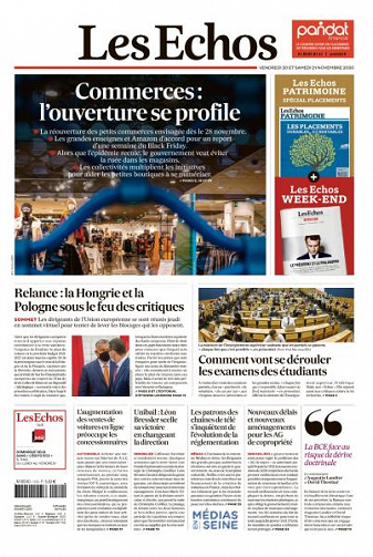 Les Echos du Vendredi 20 et Samedi 21 Novembre 2020