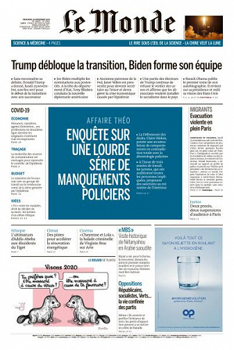 Le Monde du Mercredi 25 Novembre 2020