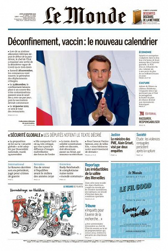 Le Monde du Jeudi 26 Novembre 2020