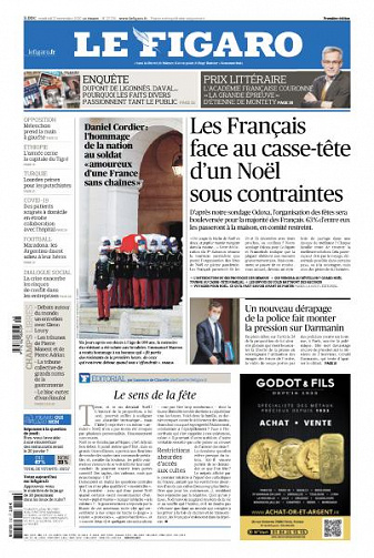 Le Figaro du Vendredi 27 Novembre 2020