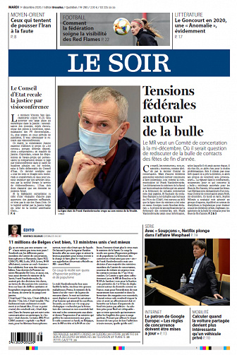 Le Soir Edition Bruxelles - Mardi 1er Décembre 2020