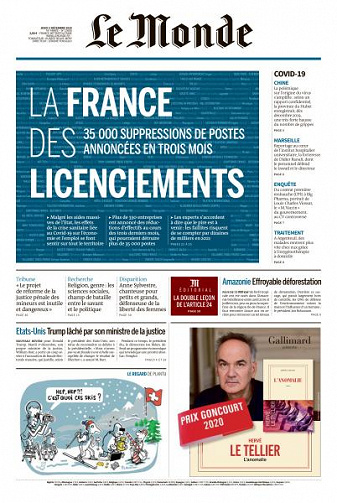 Le Monde du Jeudi 3 Décembre 2020
