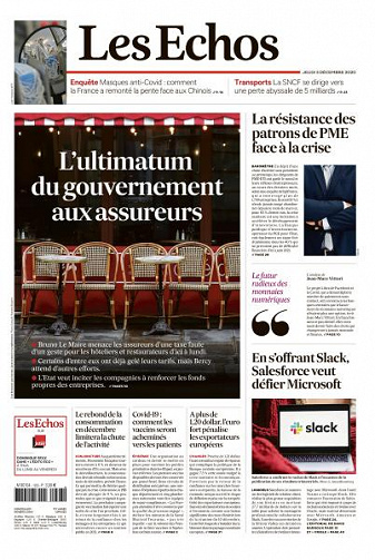 Les Echos du Jeudi 3 Décembre 2020