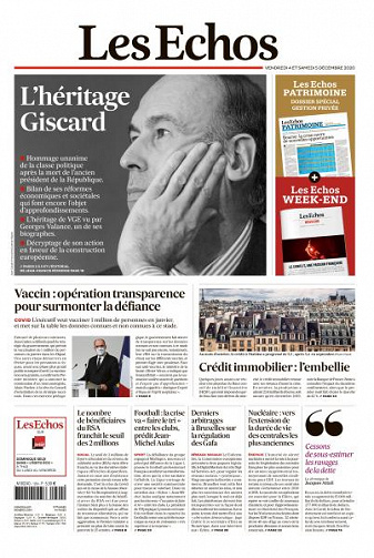 Les Echos du Vendredi 4 et Samedi 5 Décembre 2020