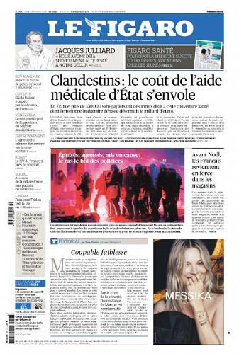 Le Figaro du Lundi 7 Décembre 2020