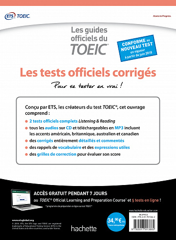 Tests complets pour le TOEIC, avec 5 tests [AUDIO+PDF] [NOUVELLE RÉFORME] ETS GLOBAL 2019