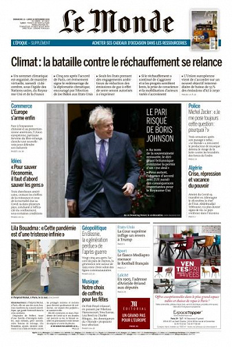 Le Monde du Dimanche 13 et Lundi 14 Décembre 2020