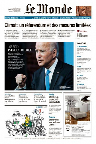 Le Monde du Mercredi 16 Décembre 2020