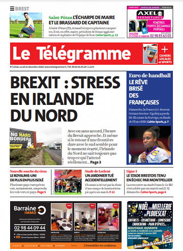 Le Télégramme (3 Éditions) Du Lundi 21 Décembre 2020