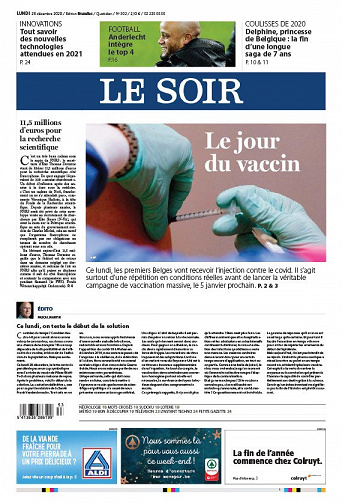 Le Soir - BXL+Wallonie - Lundi 28 Décembre 2020