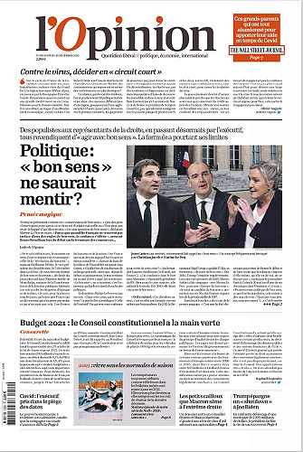 L'opinion du mardi 29 décembre 2020