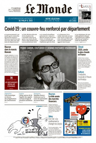 Le Monde du Jeudi 31 Décembre 2020