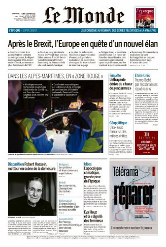 Le Monde du Dimanche 3 et Lundi 4 Janvier 2021