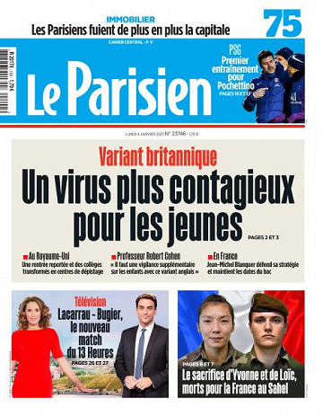 Le Parisien du Lundi 4 Janvier 2021