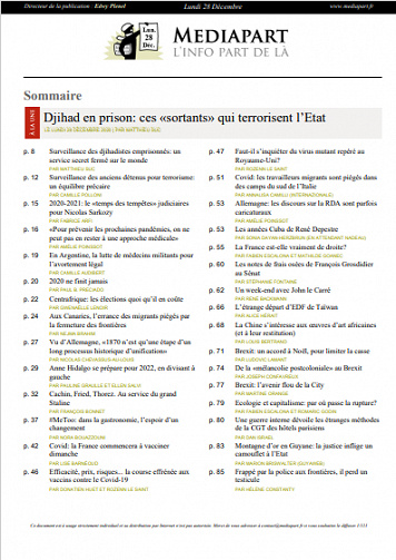 MEDIAPART du Dimanche 3 Janvier 2021