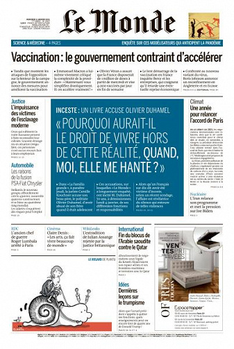 Le Monde du Mercredi 6 Janvier 2021