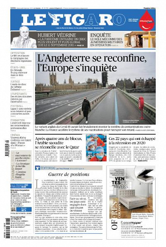 Le Figaro du Mercredi 6 Janvier 2021