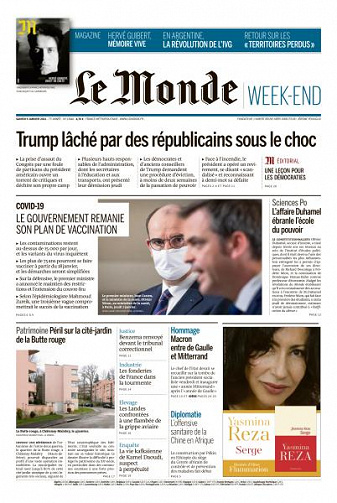 Le Monde du Samedi 9 Janvier 2021