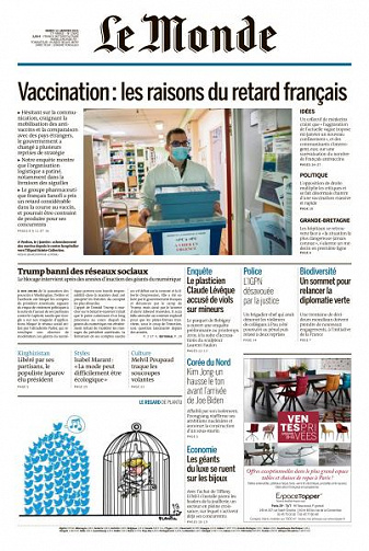 Le Monde du Mardi 12 Janvier 2021