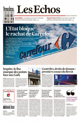 Les Echos du Jeudi 14 Janvier 2021