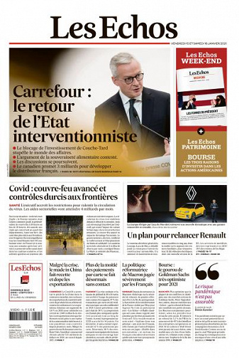 Les Echos du Vendredi 15 et Samedi 16 Janvier 2021
