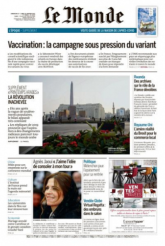 Le Monde du Dimanche 17 et Lundi 18 Janvier 2021
