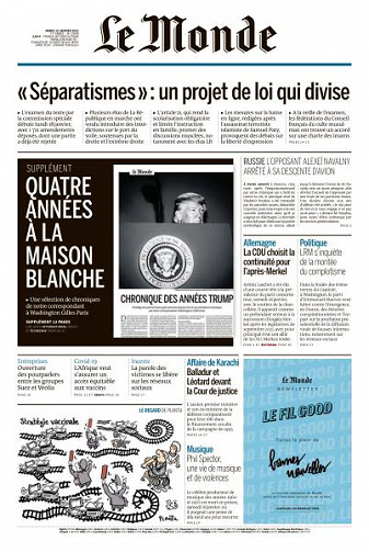 Le Monde du Mardi 19 Janvier 2021