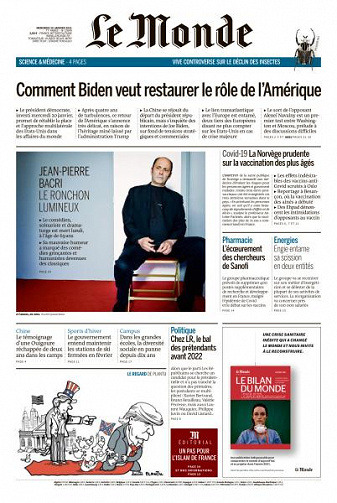 Le Monde du Mercredi 20 Janvier 2021