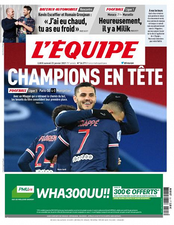 L’equipe du Samedi 23 Janvier 2021