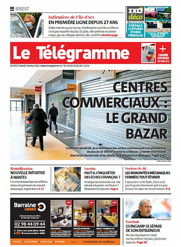Le Télégramme (3 éditions) - Mardi 2 Février 2021