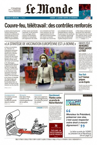 Le Monde du Mercredi 3 Février 2021