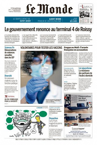 Le Monde du Vendredi 12 Février 2021