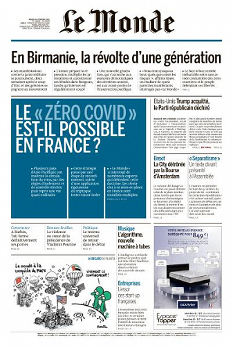 Le Monde du Mardi 16 Février 2021