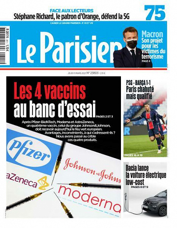 Le Parisien du Jeudi 11 Mars 2021