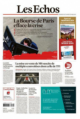 Les Echos du Vendredi 12 et Samedi 13 Mars 2021