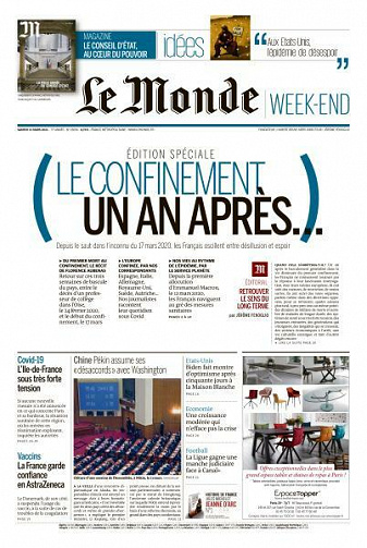 Le Monde du Samedi 13 Mars 2021