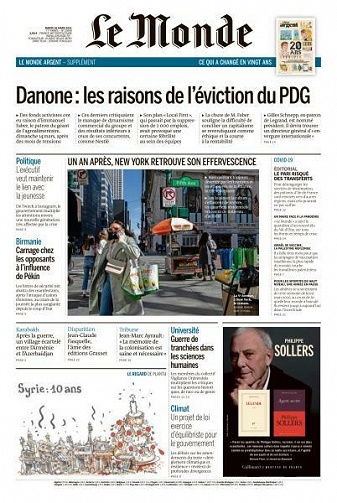 Le Monde du Mardi 16 Mars 2021