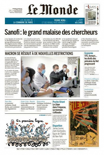 Le Monde du Vendredi 19 Mars 2021