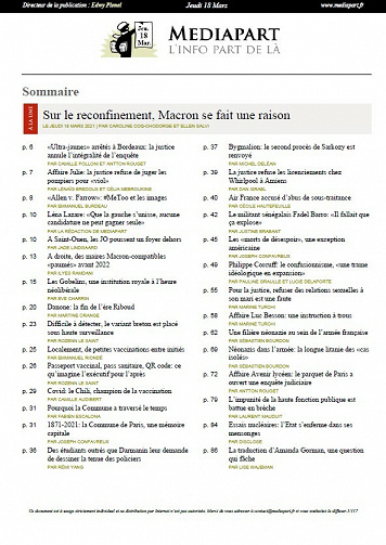 Mediapart - 18 Mars 2021 (Edition du soir)