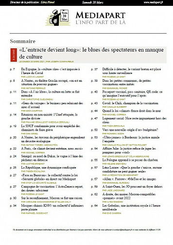 Mediapart - 20 Mars 2021 (Edition du soir)
