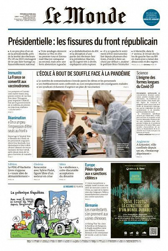 Le Monde du Mercredi 24 Mars 2021
