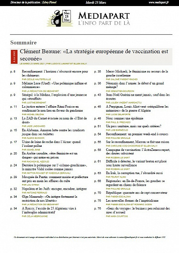 Mediapart - 23 Mars 2021 (Edition du soir)