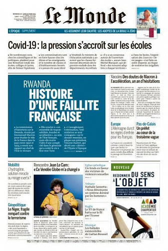 Le Monde du Dimanche 28 et Lundi 29 Mars 2021