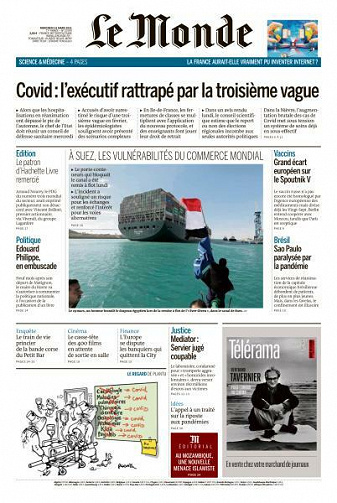 Le Monde du Mercredi 31 Mars 2021