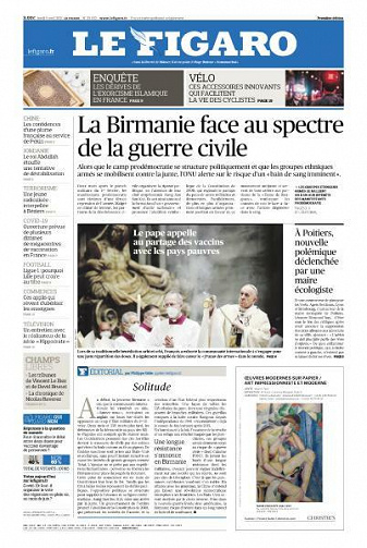 Le Figaro du Lundi 5 Avril 2021